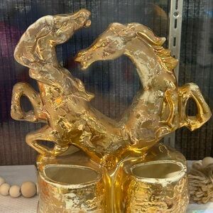 Rare 24kt Gold Horse Sculpture planter